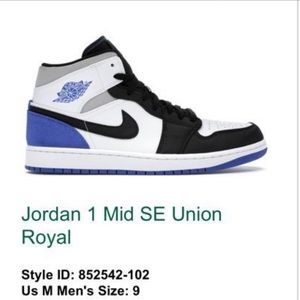 Jordan 1 Mid SE Union Royal Size 9